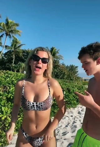 Cute Csenge Forstner in Leopard Bikini at the Beach