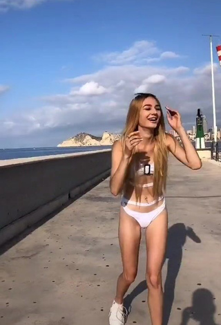 3. Hot Diana Dasha in White Bikini at the Seafront