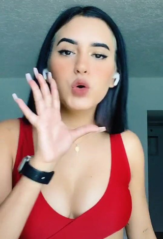 Sexy Dominik Elizabeth Reséndez Robledo Shows Cleavage in Red Swimsuit