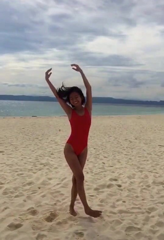 4. Hot Edina Enriquez in Red Swimsuit at the Beach