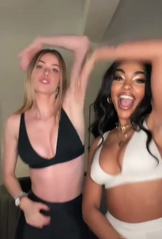 4. Beautiful Emilia.bte Shows Cleavage in Sexy Black Crop Top and Bouncing Big Tits