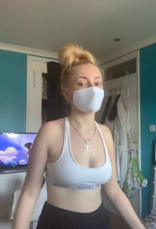 Hot Emily Gunn Shows Cleavage in White Sport Bra and Bouncing Big Boobs