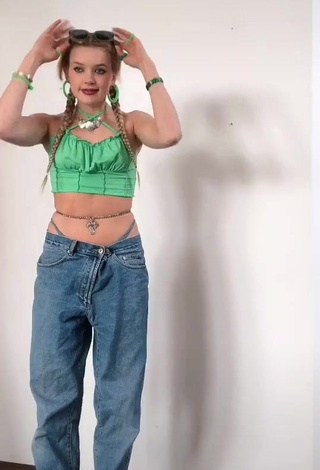 3. Cute Emily Maiova in Green Crop Top