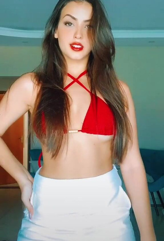 Pretty Isa Pinheiro Shows Cleavage in Red Bikini Top (Underboob)