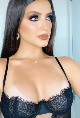 Sweetie Isa Pinheiro Shows Cleavage in Black Lingerie