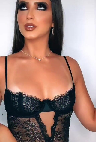 Hot Isa Pinheiro Shows Cleavage in Black Lingerie