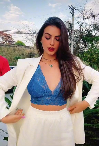 1. Hot Isa Pinheiro Shows Cleavage in Blue Bra in a Street