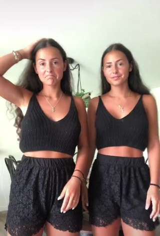 1. Really Cute jakictwins Shows Cleavage in Black Crop Top