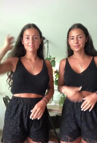 Really Cute jakictwins Shows Cleavage in Black Crop Top