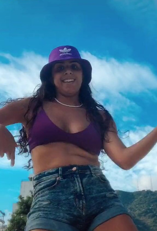 1. Hot Ju Muniz Shows Cleavage in Purple Bikini Top (Underboob)