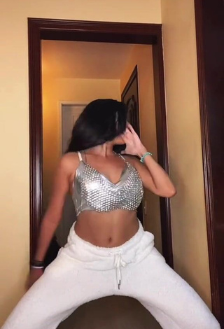 1. Sexy Ju Muniz Shows Cleavage in Silver Crop Top