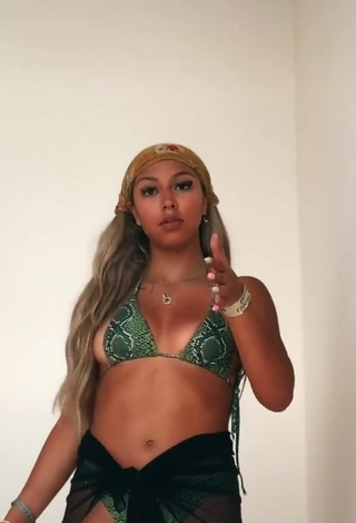 Hot Kenna Mo Shows Cleavage in Snake Print Bikini Top (Side Boob)