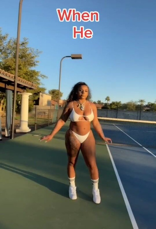 1. Desirable Mikayla Saravia Shows Cleavage in White Bikini (Underboob, Side Boob)