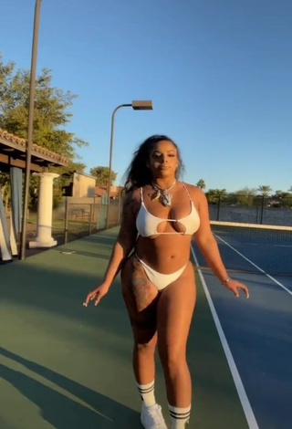 Desirable Mikayla Saravia Shows Cleavage in White Bikini (Underboob, Side Boob)