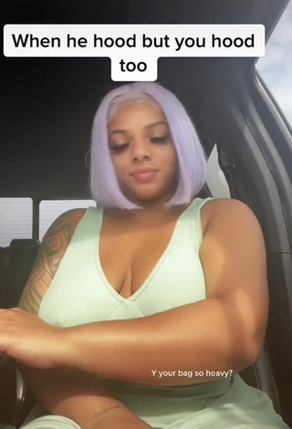 2. Hot Mikayla Saravia Shows Nipples in a Car No Bra