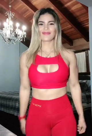 Sexy Laura Fuentes in Red Leggings