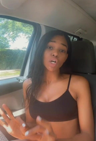 1. Hot Law Shows Cleavage in Black Crop Top in a Car