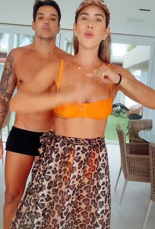 3. Adorable Lica Lopes Ramalho Shows Cleavage in Seductive Orange Bikini Top