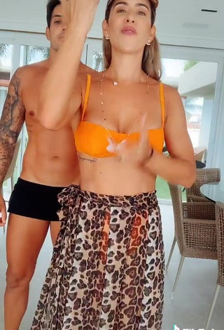 4. Adorable Lica Lopes Ramalho Shows Cleavage in Seductive Orange Bikini Top