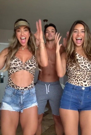 Desirable Lica Lopes Ramalho Shows Cleavage in Leopard Swimsuit