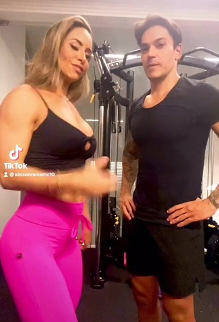 1. Desirable Lica Lopes Ramalho Shows Cleavage in Black Sport Bra in the Sports Club (Side Boob)