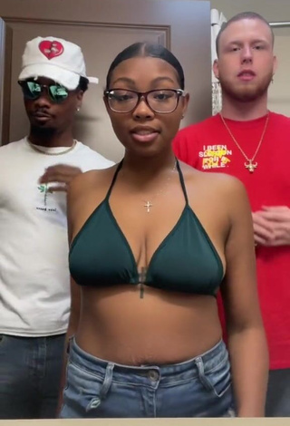 Amazing Destinyy Shows Cleavage in Hot Green Bikini Top