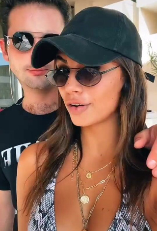 Pretty Manu Barrios Shows Cleavage in Snake Print Bikini Top