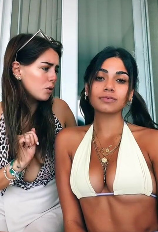 Cute Manu Barrios Shows Cleavage in White Bikini Top (Underboob, Side Boob)