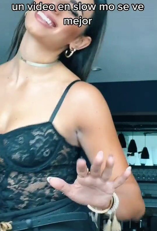 Sexy Manu Barrios Shows Cleavage in Black Bodysuit