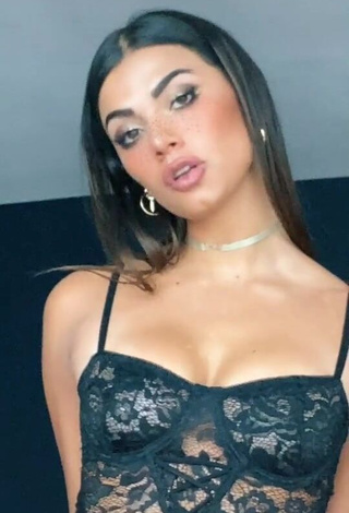 Hot Manu Barrios Shows Cleavage in Black Bodysuit