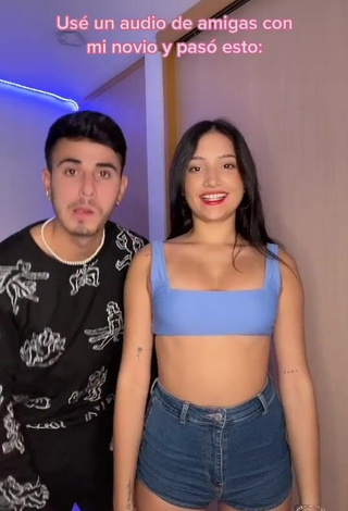 Seductive Mariam Obregón Shows Cleavage in Blue Crop Top