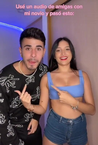 4. Seductive Mariam Obregón Shows Cleavage in Blue Crop Top