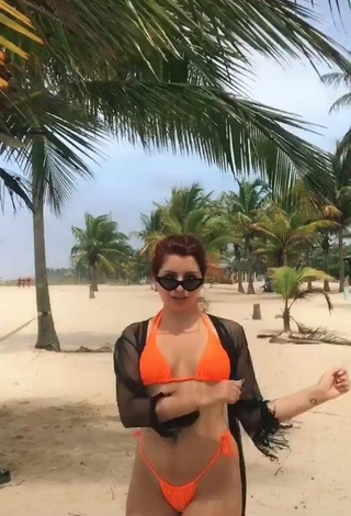 Hot Marian in Orange Bikini at the Beach