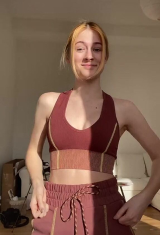 1. Hot Marie-Sophie in Brown Crop Top and Bouncing Boobs