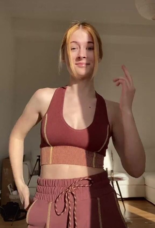 Hot Marie-Sophie in Brown Crop Top and Bouncing Boobs