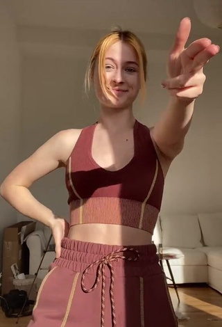 3. Hot Marie-Sophie in Brown Crop Top and Bouncing Boobs