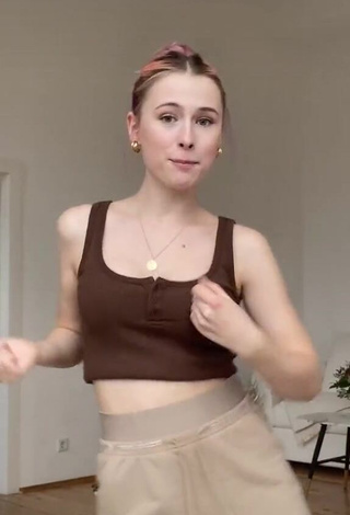 Sweet Marie-Sophie in Cute Brown Crop Top