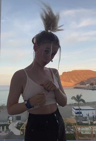 1. Cute Marie-Sophie in White Crop Top on the Balcony