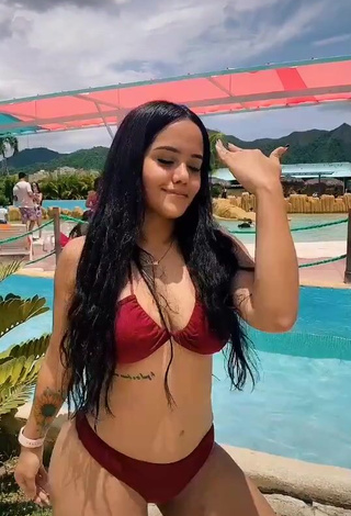 Beautiful Nicole Diaz Shows Cleavage in Sexy Red Bikini