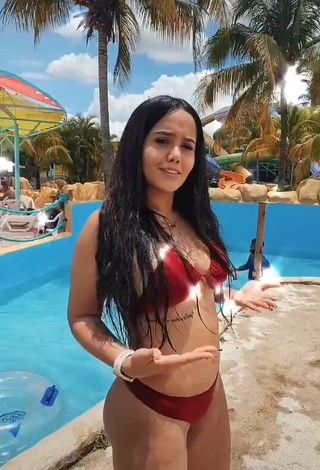 Sexy Nicole Diaz Shows Cleavage in Red Bikini (Side Boob)