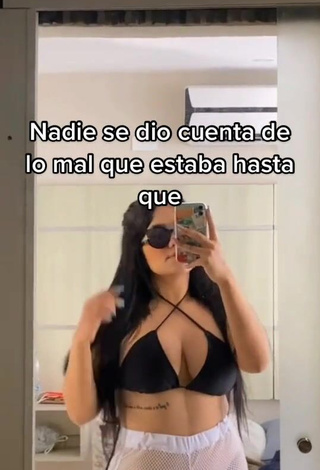 Hot Nicole Diaz Shows Cleavage in Black Bikini Top (Side Boob)