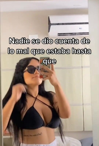 4. Hot Nicole Diaz Shows Cleavage in Black Bikini Top (Side Boob)