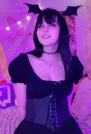 Amazing Kylie Shows Cleavage in Hot Black Corset