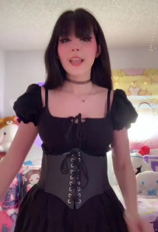 1. Sweet Kylie Shows Cleavage in Cute Black Corset