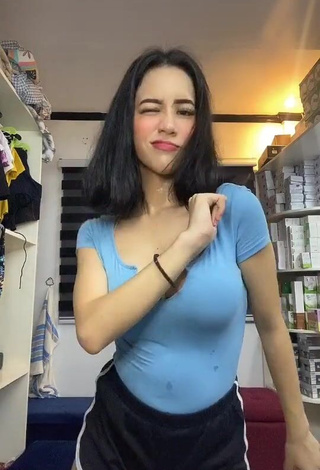 1. Desirable Charisse Galang Shows Cleavage in Blue Top