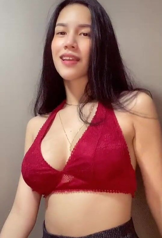 1. Cute Charisse Galang Shows Cleavage in Red Bra