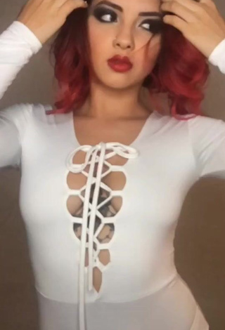 4. Hot Paulina Usuga Shows Cleavage in White Bodysuit (Side Boob)