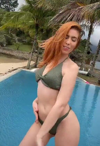 Sweetie Priscila Caliari Shows Cleavage in Olive Bikini