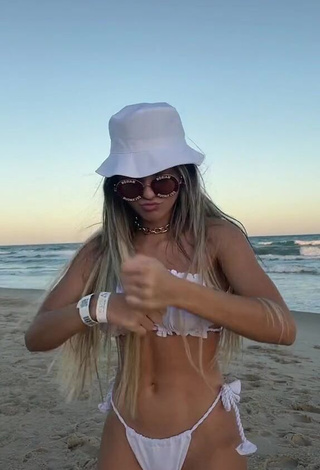 Sexy Raffaela Souza Shows Cleavage in White Bikini at the Beach (Side Boob)