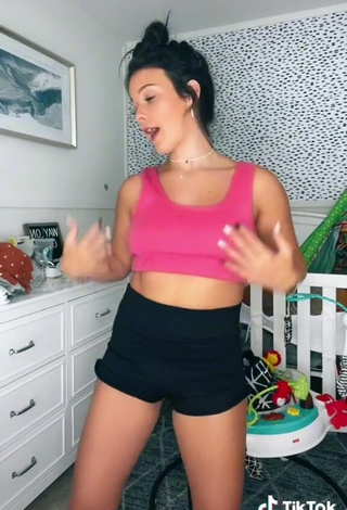 3. Hot Savannah Marable Shows Cleavage in Pink Crop Top